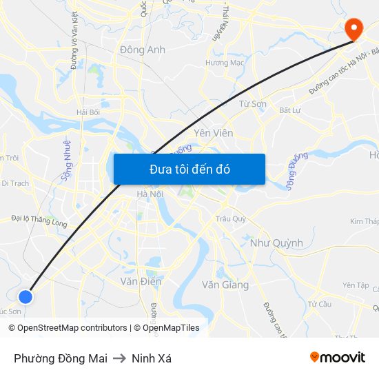 Phường Đồng Mai to Ninh Xá map