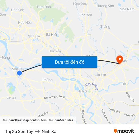 Thị Xã Sơn Tây to Ninh Xá map