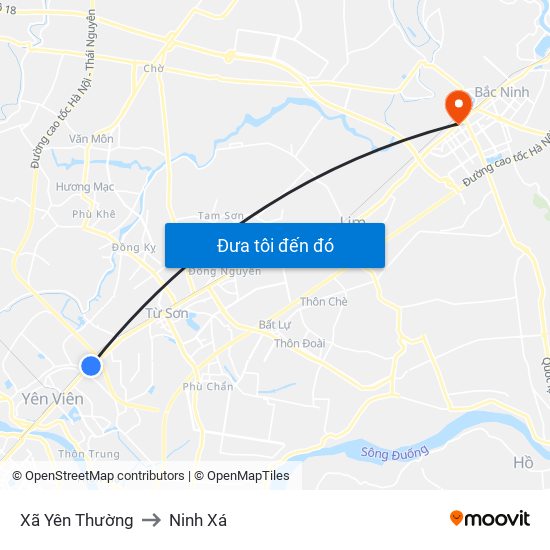 Xã Yên Thường to Ninh Xá map
