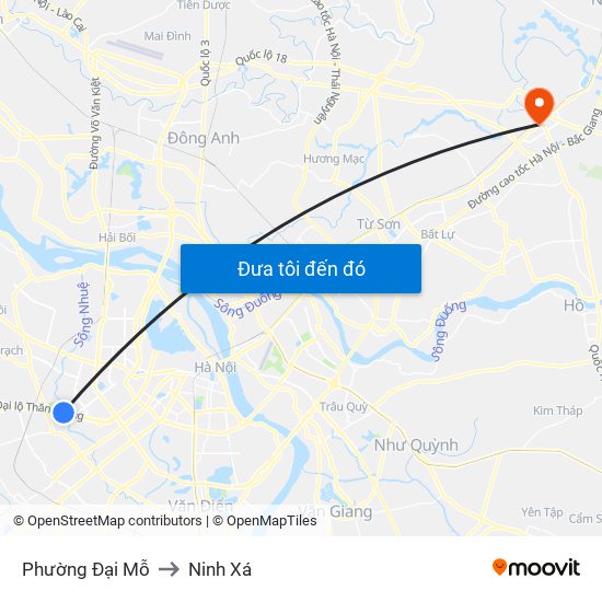 Phường Đại Mỗ to Ninh Xá map