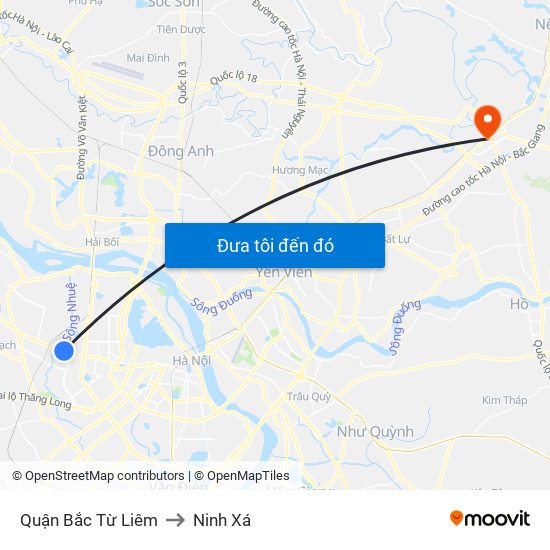 Quận Bắc Từ Liêm to Ninh Xá map