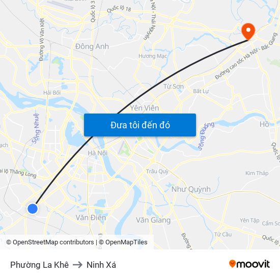 Phường La Khê to Ninh Xá map
