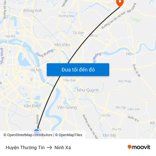 Huyện Thường Tín to Ninh Xá map