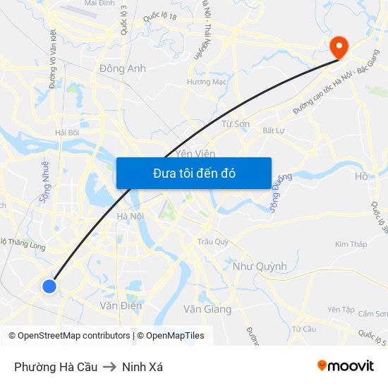 Phường Hà Cầu to Ninh Xá map