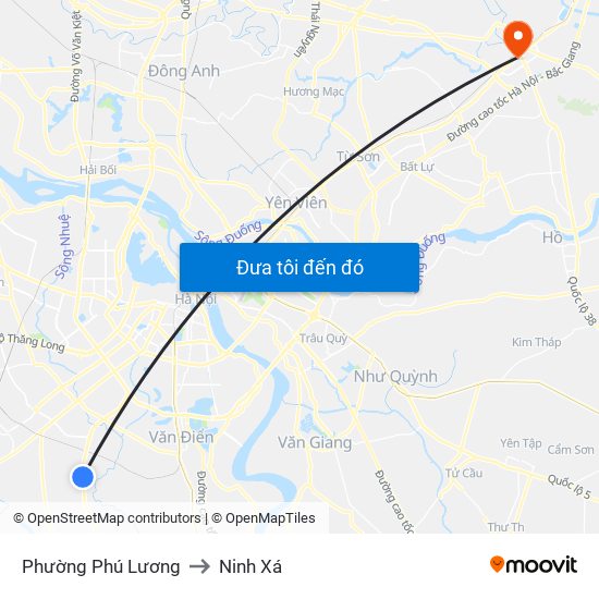 Phường Phú Lương to Ninh Xá map