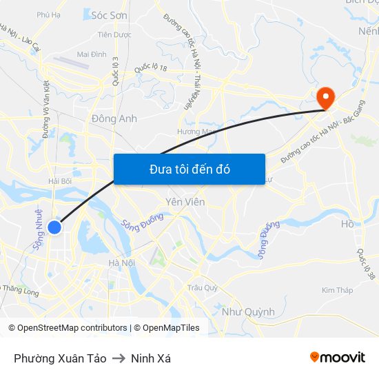 Phường Xuân Tảo to Ninh Xá map