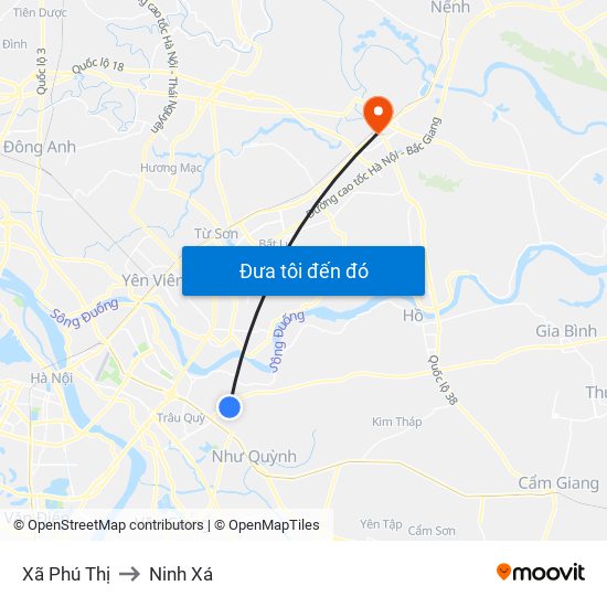 Xã Phú Thị to Ninh Xá map