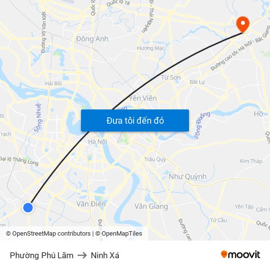 Phường Phú Lãm to Ninh Xá map