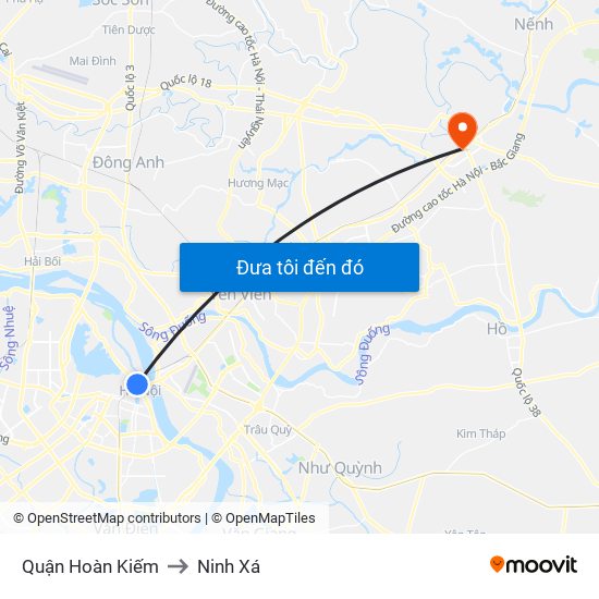 Quận Hoàn Kiếm to Ninh Xá map