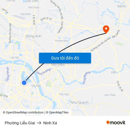 Phường Liễu Giai to Ninh Xá map