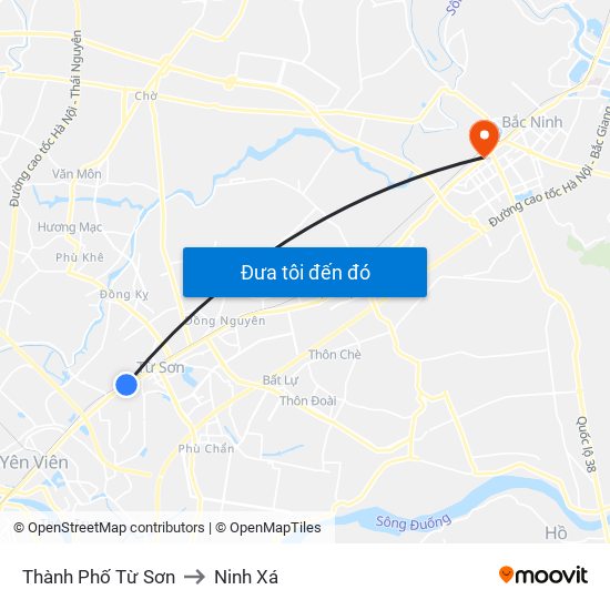 Thành Phố Từ Sơn to Ninh Xá map