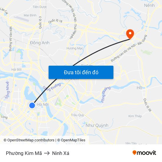 Phường Kim Mã to Ninh Xá map