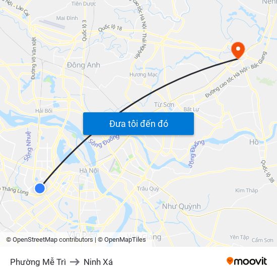 Phường Mễ Trì to Ninh Xá map
