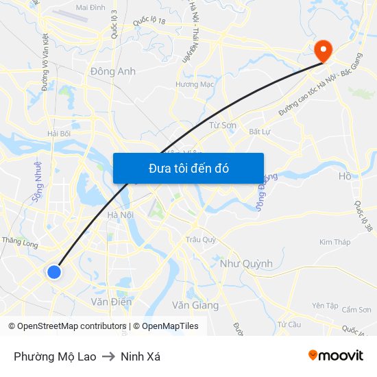 Phường Mộ Lao to Ninh Xá map