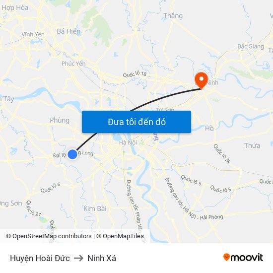 Huyện Hoài Đức to Ninh Xá map