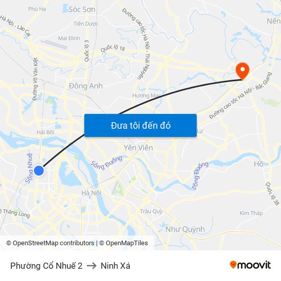 Phường Cổ Nhuế 2 to Ninh Xá map