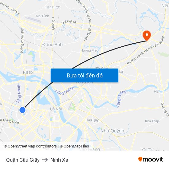 Quận Cầu Giấy to Ninh Xá map