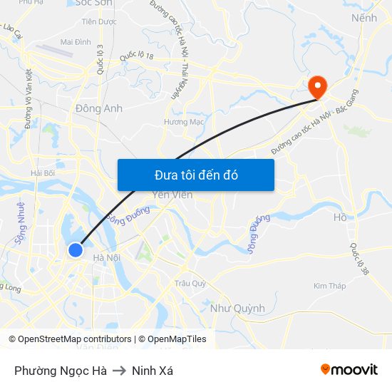 Phường Ngọc Hà to Ninh Xá map