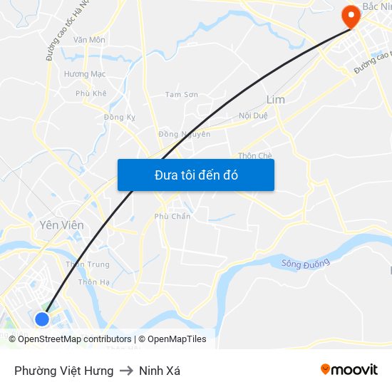 Phường Việt Hưng to Ninh Xá map