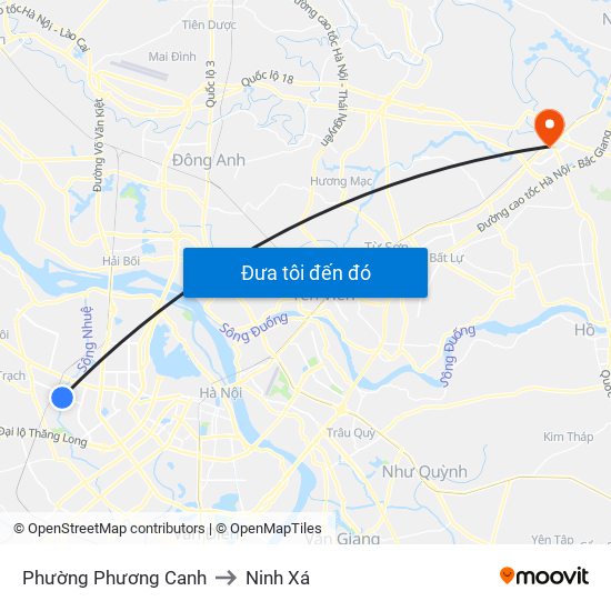 Phường Phương Canh to Ninh Xá map