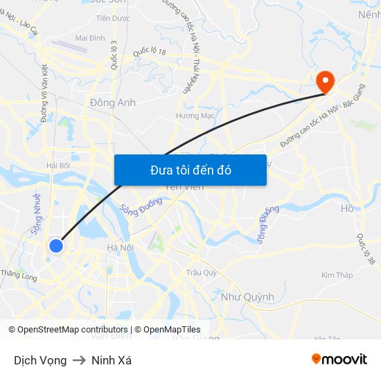 Dịch Vọng to Ninh Xá map