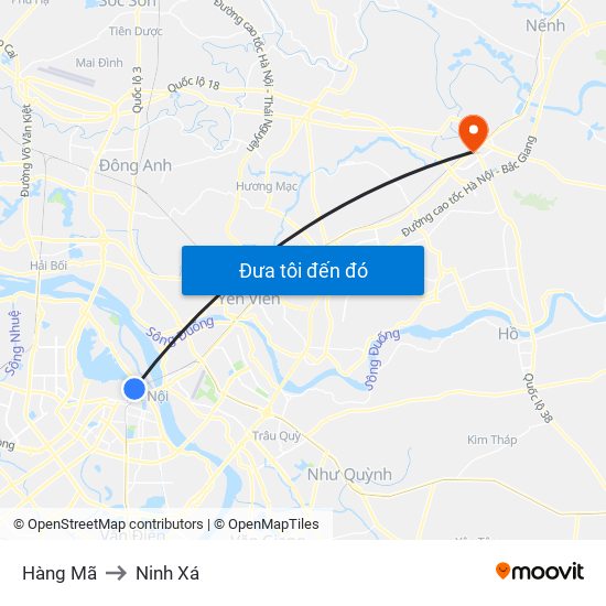 Hàng Mã to Ninh Xá map