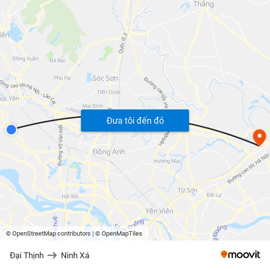 Đại Thịnh to Ninh Xá map