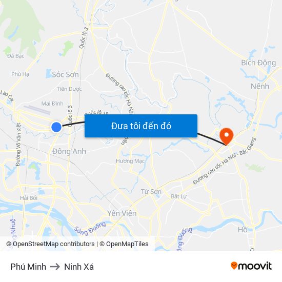 Phú Minh to Ninh Xá map