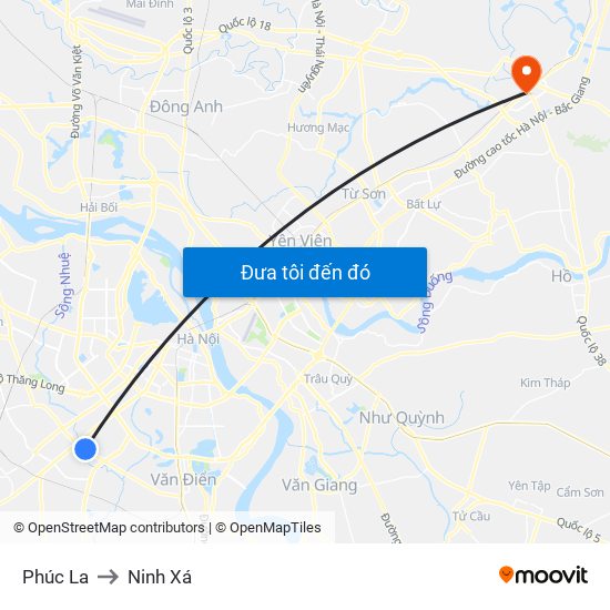Phúc La to Ninh Xá map