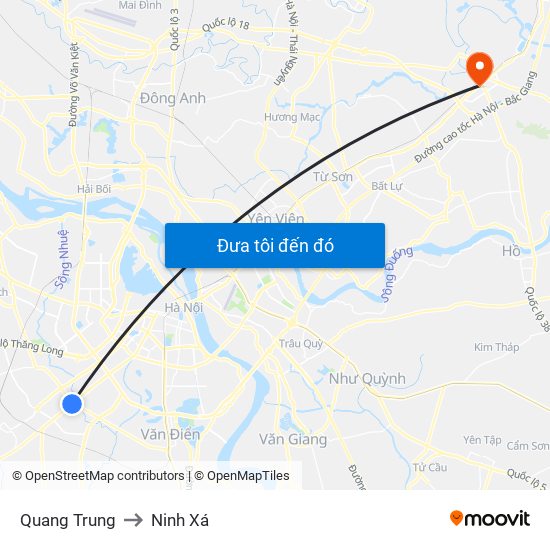 Quang Trung to Ninh Xá map