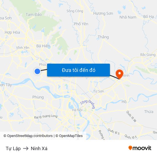 Tự Lập to Ninh Xá map