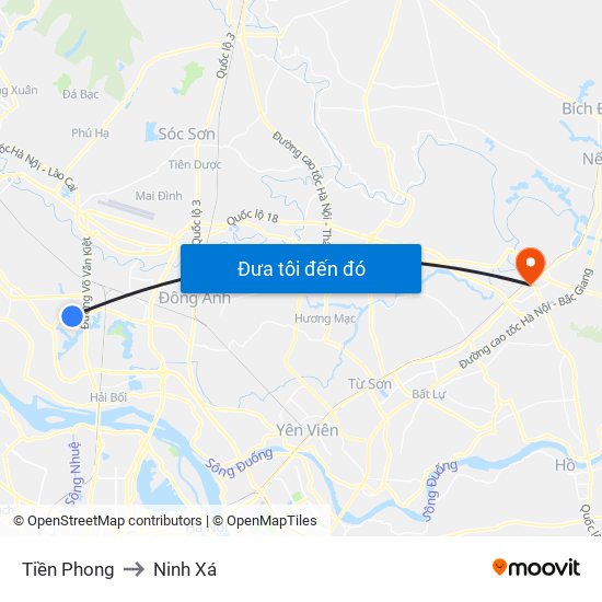 Tiền Phong to Ninh Xá map