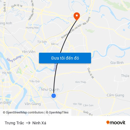 Trưng Trắc to Ninh Xá map