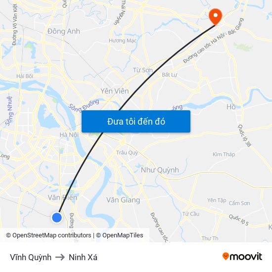 Vĩnh Quỳnh to Ninh Xá map