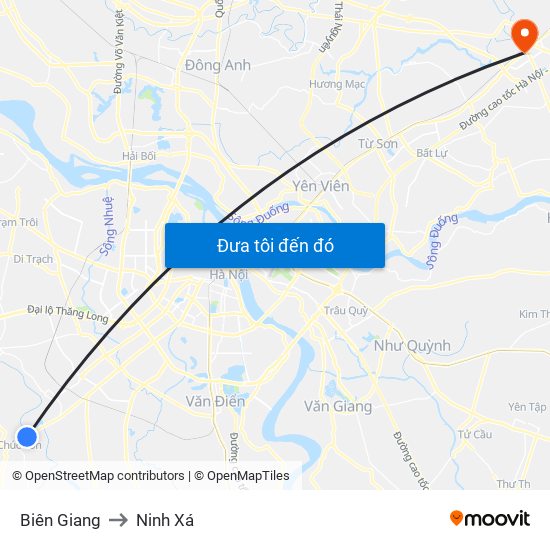 Biên Giang to Ninh Xá map