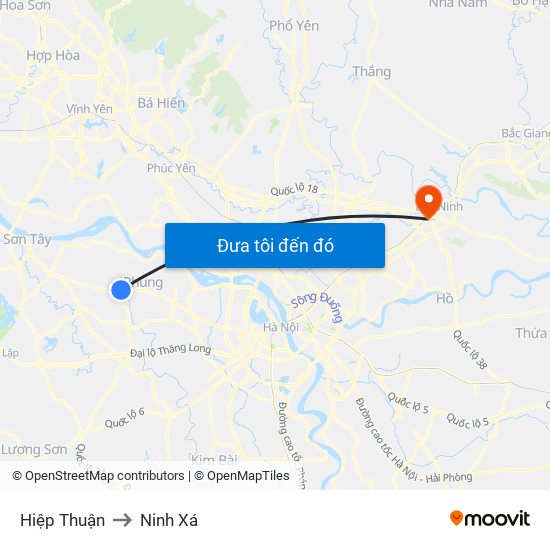 Hiệp Thuận to Ninh Xá map