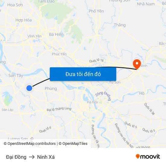 Đại Đồng to Ninh Xá map
