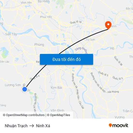 Nhuận Trạch to Ninh Xá map