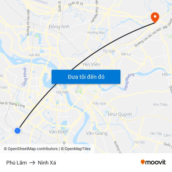 Phú Lãm to Ninh Xá map