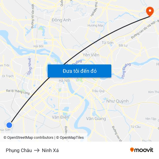 Phụng Châu to Ninh Xá map