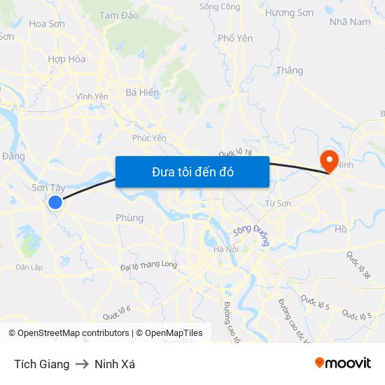 Tích Giang to Ninh Xá map