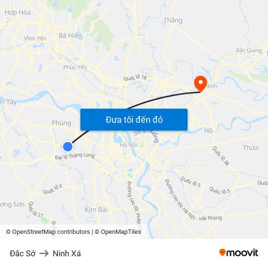 Đắc Sở to Ninh Xá map