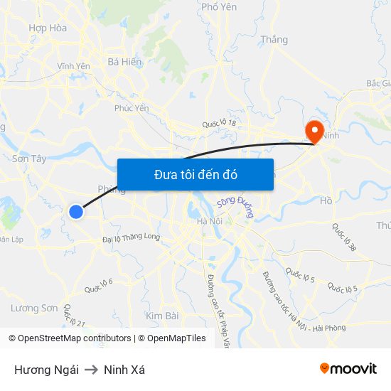 Hương Ngải to Ninh Xá map