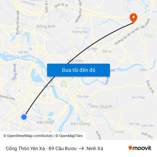 Cổng Thôn Yên Xá - 89 Cầu Bươu to Ninh Xá map