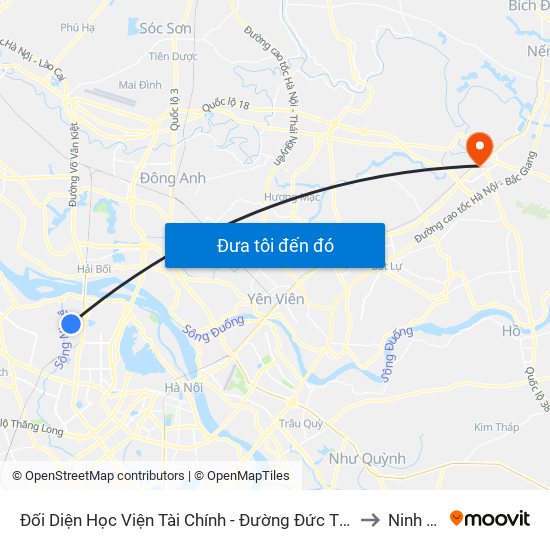 Đối Diện Học Viện Tài Chính - Đường Đức Thắng to Ninh Xá map