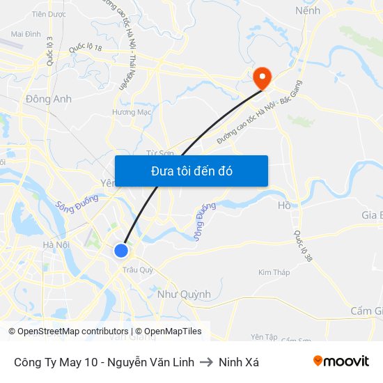 Công Ty May 10 - Nguyễn Văn Linh to Ninh Xá map