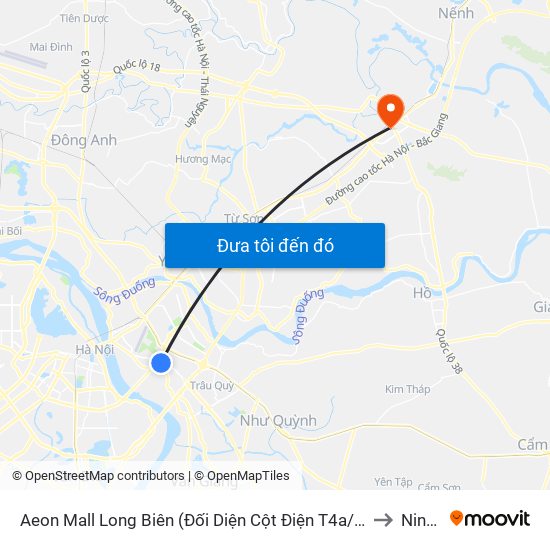 Aeon Mall Long Biên (Đối Diện Cột Điện T4a/2a-B Đường Cổ Linh) to Ninh Xá map