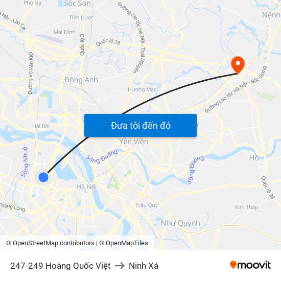 247-249 Hoàng Quốc Việt to Ninh Xá map