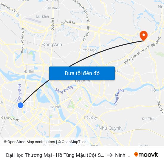 Đại Học Thương Mại - Hồ Tùng Mậu (Cột Sau) to Ninh Xá map