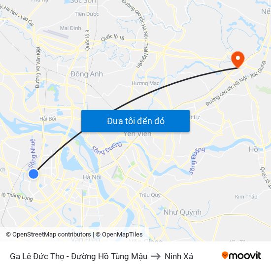 Ga Lê Đức Thọ - Đường Hồ Tùng Mậu to Ninh Xá map
